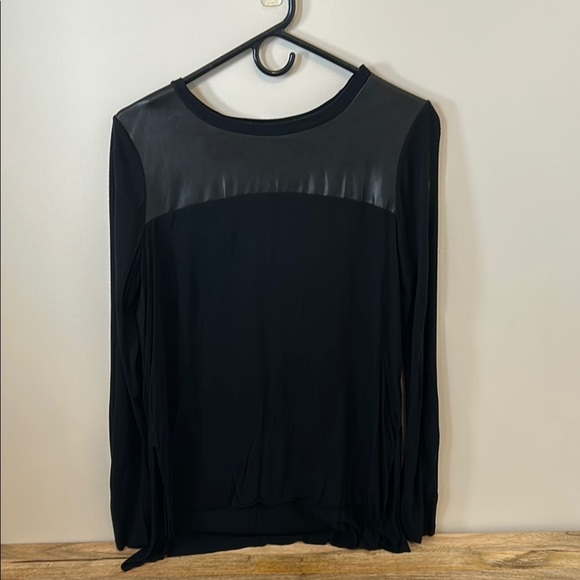 Black Long Sleeve with Leather details - Wilfred Free Women's Top - Picture 1 of 4